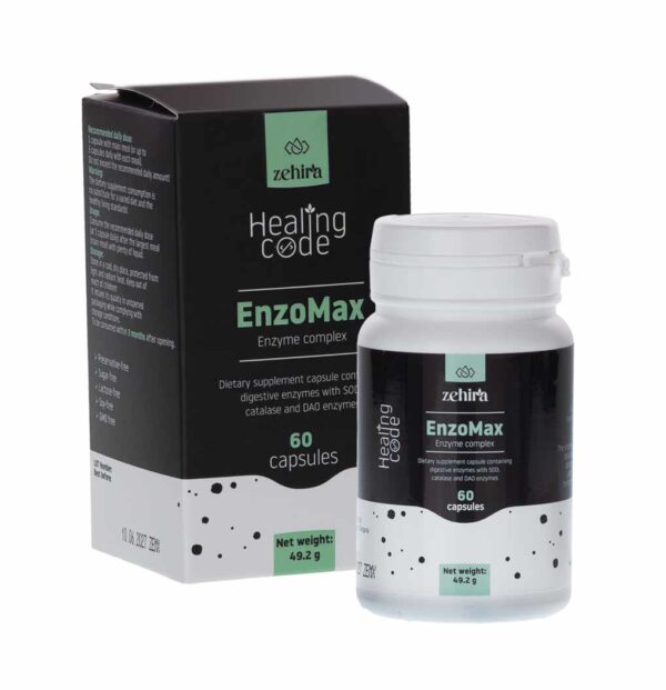 Zehira ENZO MAX  Мощен ензимен комплекс с антиоксиданти за храносмилане, подуване, хистаминова чувствителност и лактозна непоносимост - Image 2