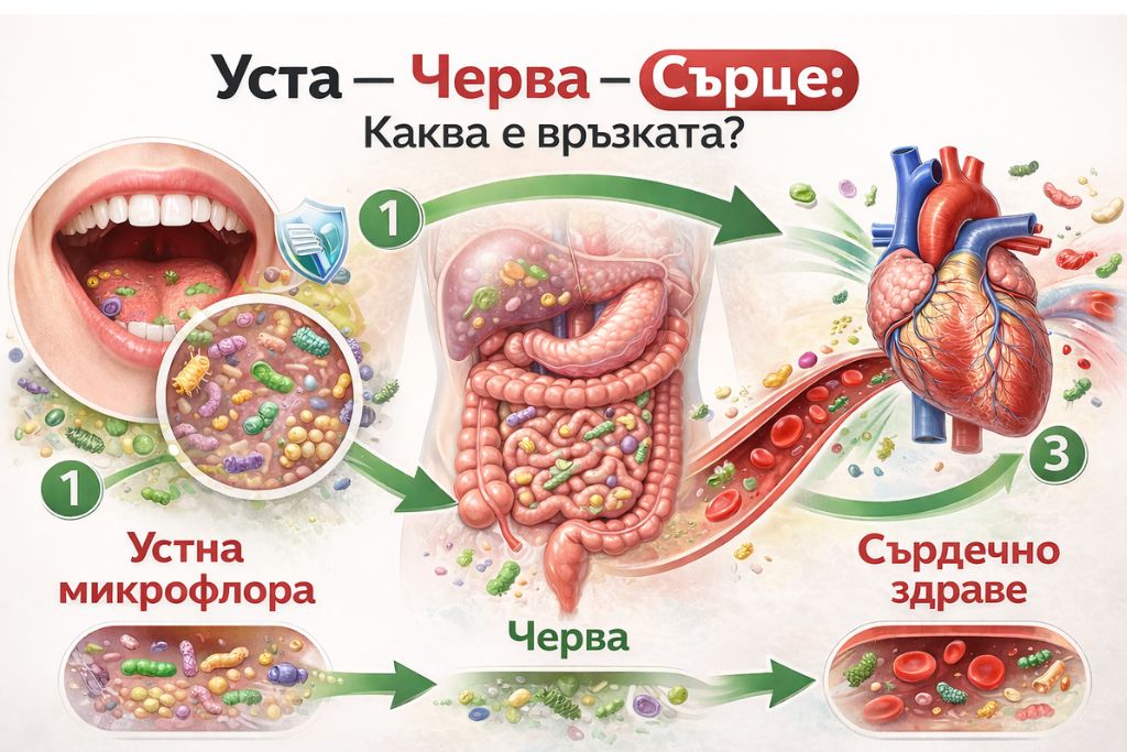 връзка между устна микрофлора черва и сърдечно здраве