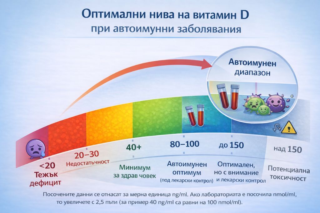 Витамин D при автоимунни заболявания: оптимални нива, усвояване и стратегически подход