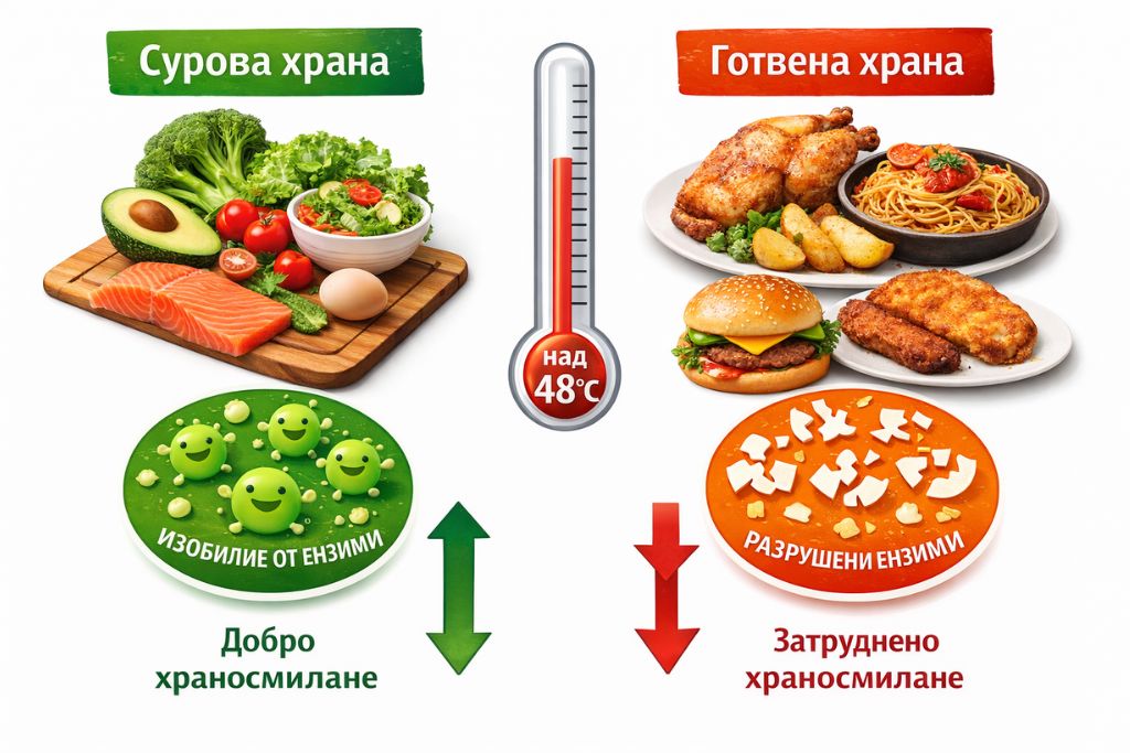 Истината за ензимния резерв: как храносмилателните ензими влияят на стареенето и възпаленията 2 разрушаване на ензими при термична обработка