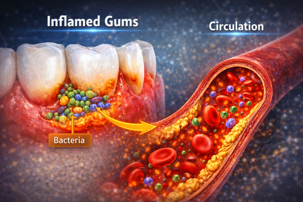преминаване на орални бактерии в кръвта при гингивит