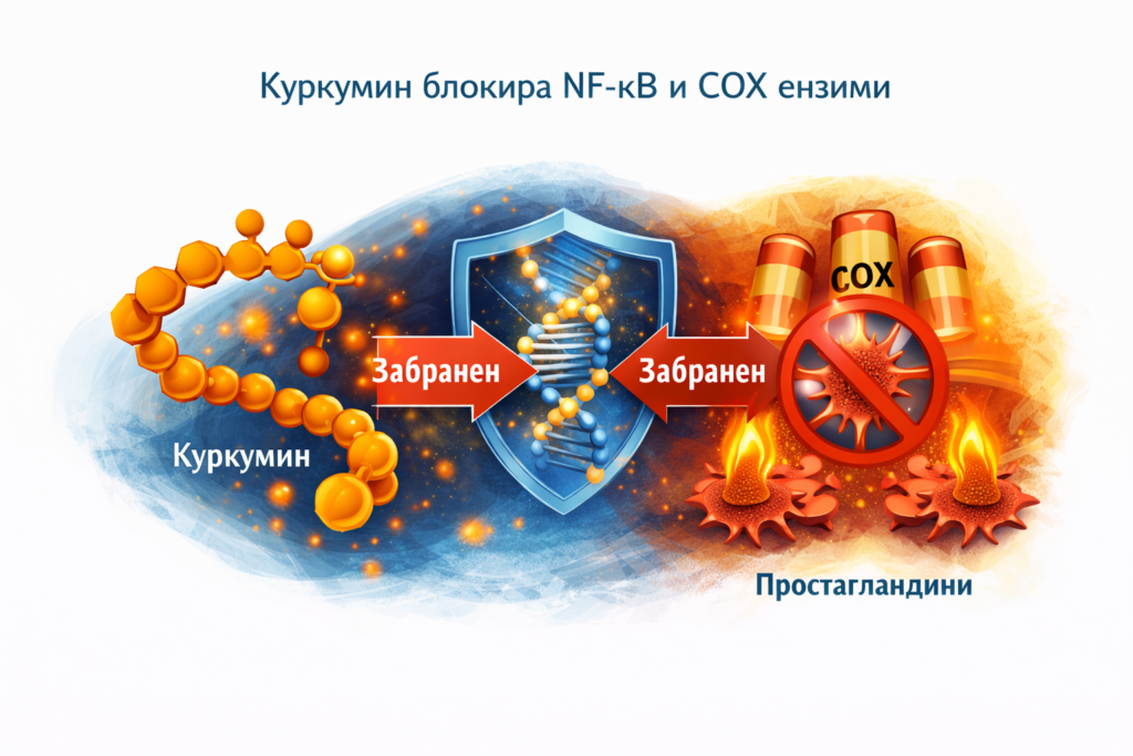куркумин блокира NF-kB и COX ензими
