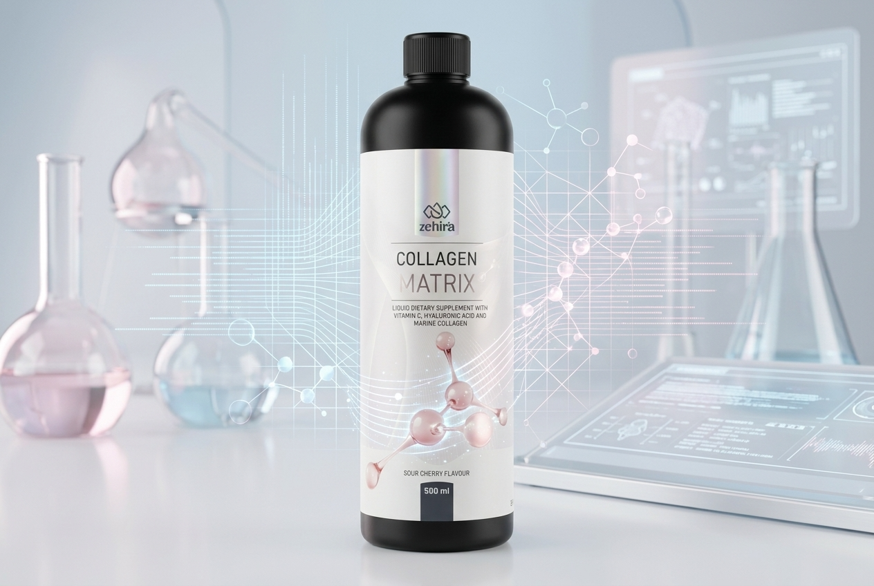 Течен Колаген Матрица Зехира™ 500 ml - морски колаген с хиалуронова киселина, витамин C, Цинк и Л-Карнитин