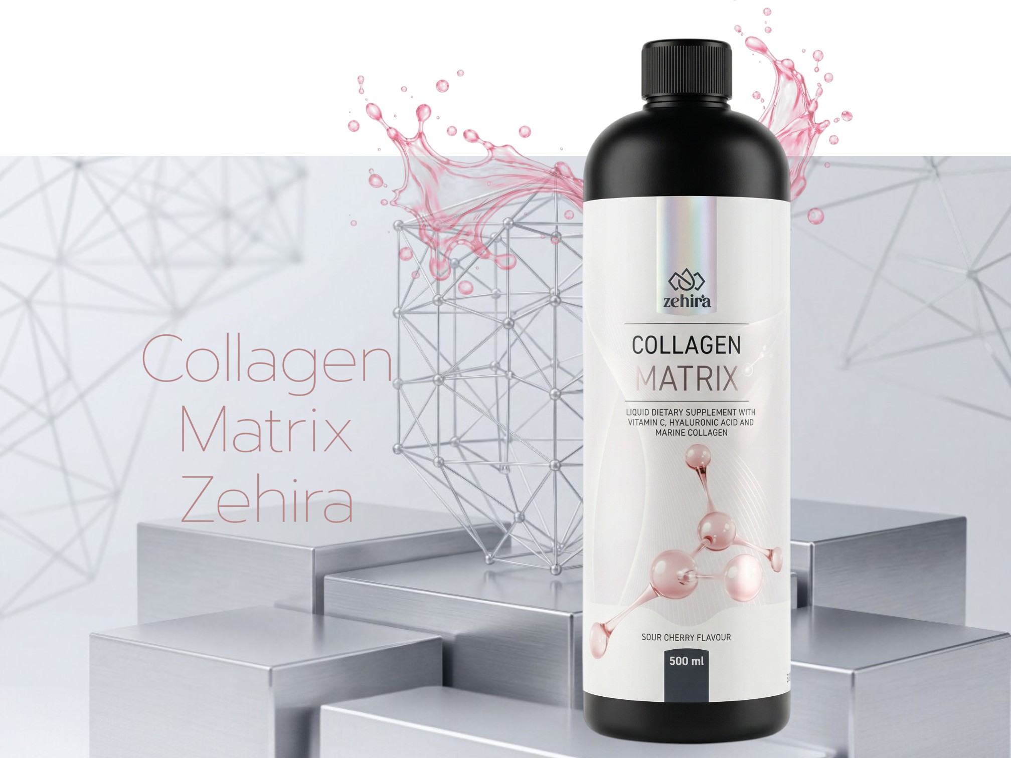 Течен Колаген Матрица Зехира™ 500 ml - морски колаген с хиалуронова киселина, витамин C, Цинк и Л-Карнитин